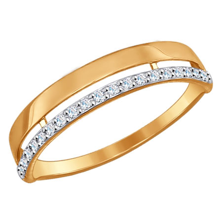 Кольцо, золото, фианит, 017185